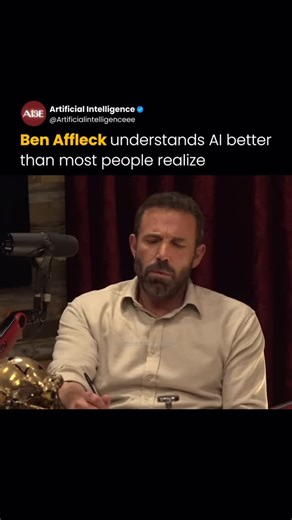 Artificial Intelligence (AI) on Instagram: "Ben Affleck argues that AI creativity is constrained by averages. Generative models are trained to converge on statistically common patterns, which makes them useful for structure and efficiency but weak at producing work that feels singular or risky. That is why AI outputs often sound polished yet generic when asked to create something meaningful from scratch. In his view, AI works best as an assistive layer that removes friction, while originality st