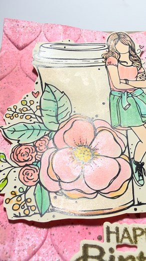 this card was so much fun to make. I love the embossing folder. Those 3-D hearts are so beautiful. I watercolor this whole Digi with some watercolors. I got off of Instagram. They’re super pretty. #cardmakersofinstagram #birthdaycard #unitystampco | Rosie's Bliss