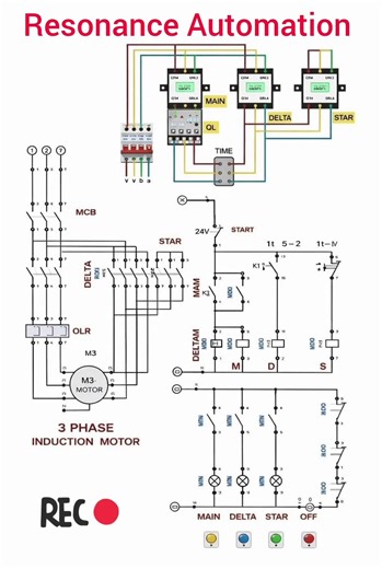 3 Phase Induction Motor Connect diagram #electrician #electronicsengineering #control #motor