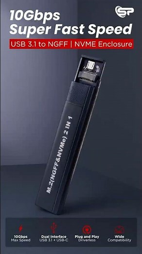 10 Gbps Super Fast Speed - USB 3.1 to NGFF NVME Enclosure