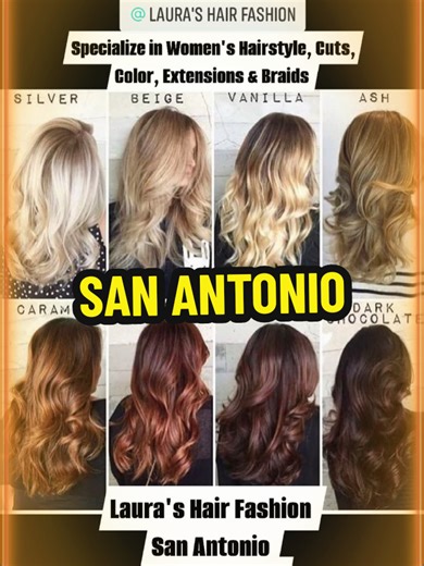 Laura's Hair Fashion. SAN ANTONIO 210-502-4859 CALL OR TEXT FOR FREE HAIR CONSULTATION #sanantoniotexas #sanantoniohairsalon #laurashairfashion #sanantoniohairstylist Website: LAURASHAIRFASHION.COM (NEAR MEDICAL CENTER) Services: Hair coloring, Hairstyling, Balayage, Bang trim, Beard trim, Blowdry, Blowouts, Braids, Brazilian hair straightening, Gloss or Glaze, Haircut, Hair extensions, Hair glazing, Hair glossing, Hair highlighting, Hair hydration treatments, Hair regrowth, Hair straightening, 