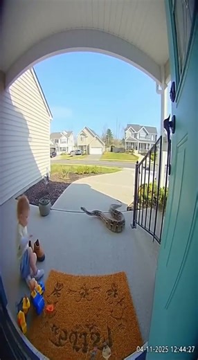 Kitten vs Python! 🐍 Unbelievable Ring Cam! #SnakeAttack #KittenHero #DoorbellDrama