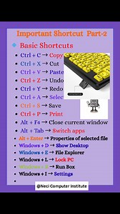 52K views · 511 reactions | Important shortcutkeys #excelshortcuts #KeyboardTips #computer #keyboard #important | NECI Computer Institute | Facebook