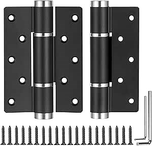 Self Closing Door Hinge, Spring Loaded Hinges 5.5 Inch, 130Lbs Load-Bearing,175°One-Way Inside Open，Space Aluminum，Four Functions Include Door Catch,Stopper and Closer in Hinge,Hydraulic Buffering 2p