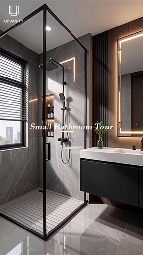 Small bathroom tour, big luxury vibes. ✨ See how smart design and the perfect vanity maximize every inch of this modern space. #smallbathroom #bathroomtour #upvanity #bathroomdesign #modernbathroom