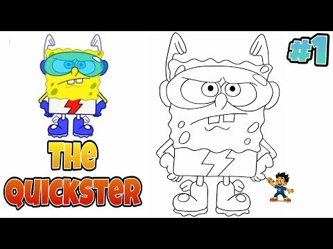 How to Draw SpongeBob as the Quickster ⚡