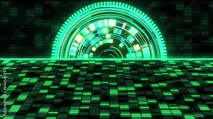 HUD Circle Animation Background. HUD Interface, High Tech Futuristic Technology Interface Background. Rotating Circles Moving And Animation Digital Computer Interface Tech Background