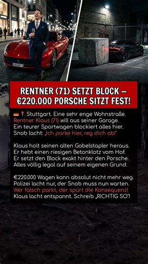 RENTNER (71) SETZT BLOCK — €220.000 PORSCHE SITZT FEST!