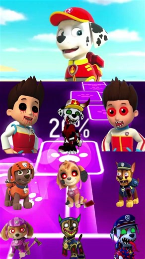 PAW Patrol - Scary Marshall 🆚 Scary Ryder 🎶 Tiles Hop #pawpatrol #coffindance #tileshop #shorts