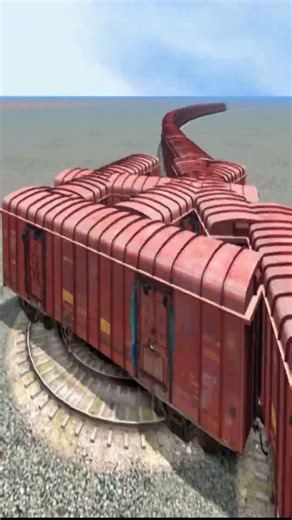 Massive Extreme Train On Forked Railroad Diamond Crossing 🔥😎 BeamNG.Drive – Train simulator #shorts