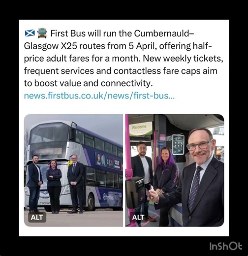 🏴󠁧󠁢󠁳󠁣󠁴󠁿🚍 First Bus will run the Cumbernauld–Glasgow X25 routes from 5 April.