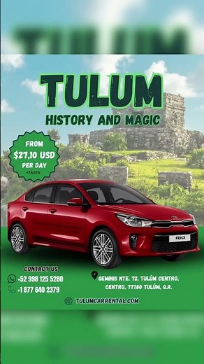 Descubre Tulum con la libertad que mereces 🚗. #automobile #travel #tulum #méxico #carrentals #beach