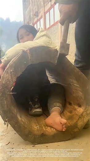 Father Splitting Wooden Beehive with Axe to Free Stuck Child #fyp #reelsfb #reelsviral #reelsvideo #facebookreels #FacebookReelsContest #reels #reelsfb #reels2024 #shorts | JamesN