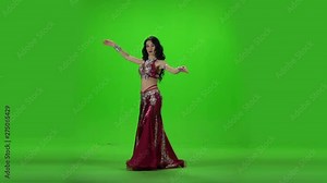 Magic female solo dance. Green screen. Slow motion