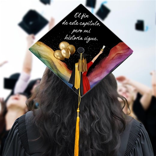 Personalized Latina Girl Graduation Cap Topper Class of 2026 Grad Cap Decor Latino Girl Celebrating Splash of Colors Gift Print TD-0303-TALC - Etsy
