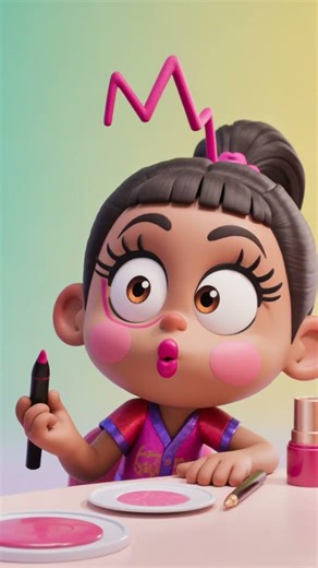 Funny Makeup Play 💄😂 | Cute Cartoon Girls Trying Makeup (Shorts)