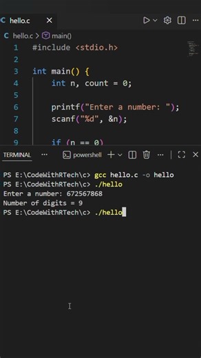 Reverse a Number in C 😱 | Without Using while Loop #coding #short #video #count