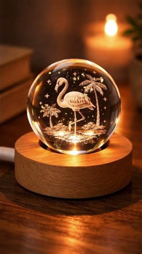 This 3D Flamingo Crystal Ball Night Lamp Is Stunning ✨ | Best Home Decor Gift #shorts #nightlamp