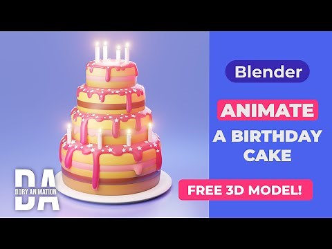 Animate a birthday cake - Blender tutorial - FREE 3D MODEL - Blender Eevee