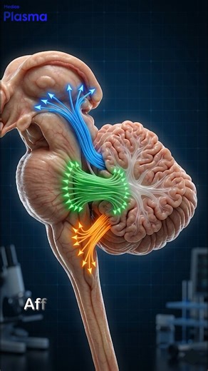 Medico Plasma on Instagram: "Cerebellum Part II The cerebellar cortex is organized into three constant layers. The molecular layer contains Purkinje dendrites and parallel fibers. The Purkinje cell layer forms the only efferent output of the cerebellar cortex. The granular layer receives mossy fiber input from spinocerebellar and pontocerebellar tracts. Where does this output go? Purkinje cells project inhibitory signals to the deep cerebellar nuclei—fastigial, interposed, and dentate. From thes