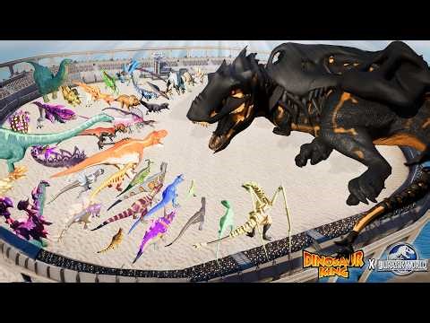 BLACK T-REX ARMORED VS ALL DINOSAURS - Jurassic World Evolution (Dinosaur King Mods)