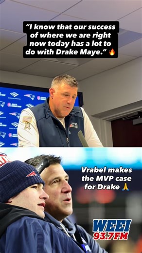 Mike Vrabel’s extended answer on why Drake Maye should win MVP: “Extremely accurate. He’s made the most of every passing opportunity, and we’ve created a lot of [explosive] plays. And to create ex-plays, it’s about 30% scheme, it’s about 70% the players making a play, and part of that is the quarterback putting it in a great location for run-after-catch. So I think you continue to see that. “His ability to extend, use his legs to gain first downs - critical first downs. His ability to score when