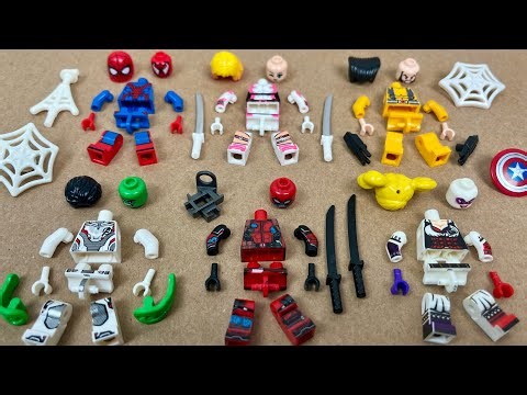 Lego dead pool, lego wolfrine, lego harley quinn