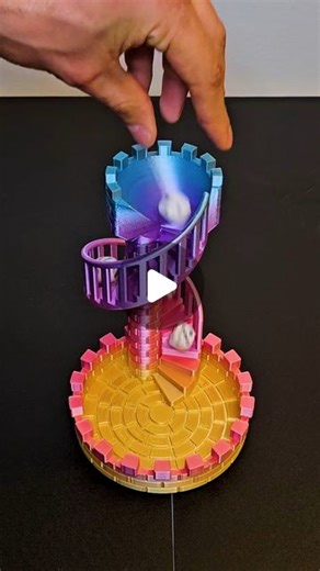 gcodelab on Instagram: "3D printed Dice Tower Castle Stairs Had some prime tower adhesion issues at the end again and created some spaghetti :D but luckily it has little effect to the outcome! STL file found here: https://www.printables.com/model/851935-dice-tower-castle-stairs Printer: Bambu Lab A1 mini Filament: PLA Silk Rainbow #3dprinting #3dprinted #3dprint #3d #shorts #reels #satisfying #asmr #timelapse #dice #boardgames"