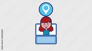girl in laptop video viral content love location email animation hd