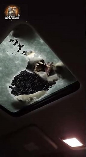 Wolf Attacks Car Sunroof in Blizzard