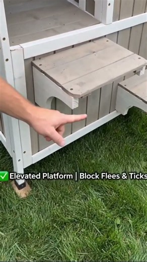 Outdoor Wooden Cat House with Balcony & Waterproof Roof #cat #petshub #pets #funnycats #cathouse