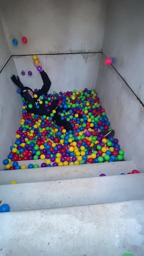 Storm shelter with ball pit balls #fyp #stormshelter #ballpit #tornadoshelter