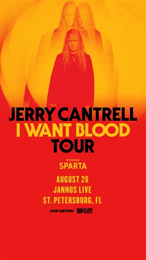 Jerry Cantrell is bringing the I Want Blood Tour to St. Petersburg on August 26th with special guest Sparta! 🩸 Tickets are on sale NOW!🎫 | Jerry Cantrell