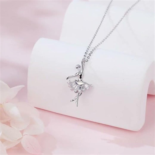 Graceful Sterling Silver Ballerina Moissanite Pendant