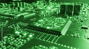 Luminous Board Grid Pulse with circuit board pathways lighting up effect green screen circuit boards style featuring led lights,