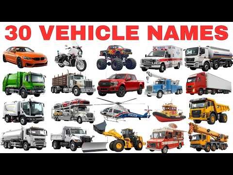 Vehicle Names | Learn 30 Vehicles Name in English with Sounds - Vehicles Vocabulary for Kids