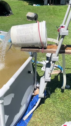DIY Pool Filter Using Dad's Hydraulic Fluid Bucket