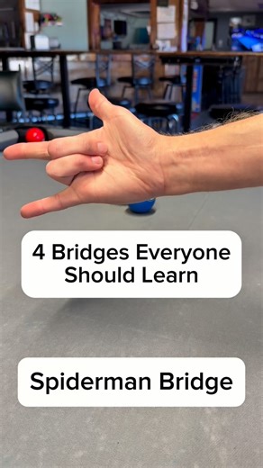 Traveling Pool Hustler 🎱 on Instagram: "Number 4 is my fav 🕷️🕸️ 4 pool bridges every player needs to master: open bridge, closed bridge, rail bridge, and Spider-Man bridge over a blocker ball. Learn when to use each for better cue ball control and consistency. Perfect for beginners and intermediates looking to level up their stroke and accuracy. #PoolTips #Billiards"