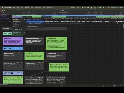 Adding Lanes to Final Draft's Outline Editor