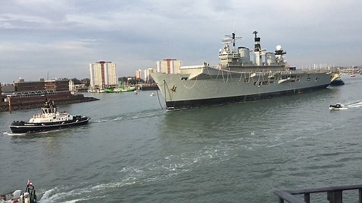 HMS Illustrious leaves Portsmouth for the last time