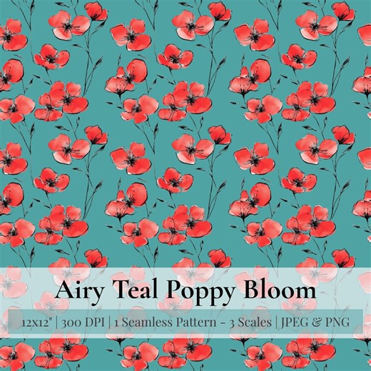 Floral Background PNG Teal, Seamless Digital Paper, Elegant Floral Pattern for Crafts, Commercial Use - Etsy