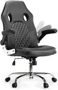 Amazon.com: Gaming Office Chair - PU Leather Executive Swivel Computer Desk Chair with Flip-up Armrests and Lumbar Support for Working, Studying, Gaming : Home & Kitchen