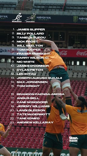Team List 🦘 🆚 Springboks 🗓️ Sunday August 17 | 1:10am AEST 🏟️ Emirates Airline Park, Johannesburg 📺 @stansportau #Wallabies | Wallabies