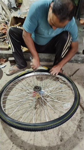 How to install a new tyre and tube in hero Bicycle #cycling #cycle #trending #shorts