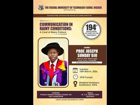 COMMUNICATION IN RAINY CONDITIONS : A Coat of Many Colors || 194th Inaugural Lecture