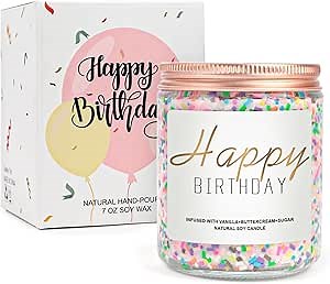 Birthday Candles Gifts for Women, Birthdays Gift for Women Men, 7 oz Happy Birthday Candle with Vanilla Birthday Cake Scent, Unique Birthday Gifts for Best Friends