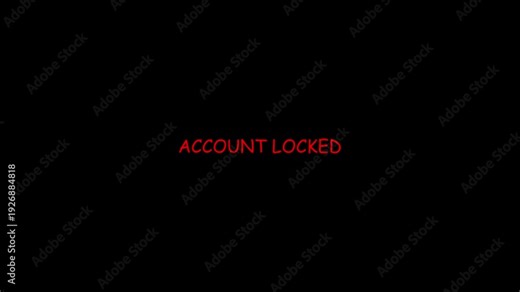 Red color warning with exclamation mark and account locked icon concept representing security issue.Modern alert icon restricted access,log in problems,and digital safety on black background.