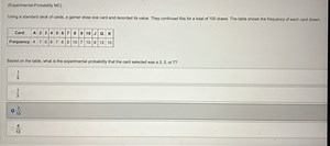 (Experimental Probability MC)Using a standard deck of cards, ... | Filo