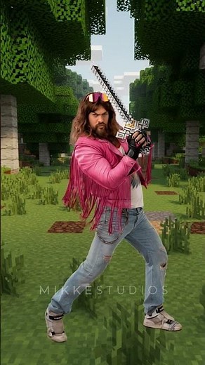 VFX AI of Steve and Garrett transforming into 3D Minecraft characters