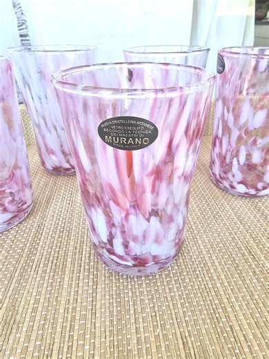Pink Drinking Glass by Murano. Set of 6. Handblown. Rare. - Etsy